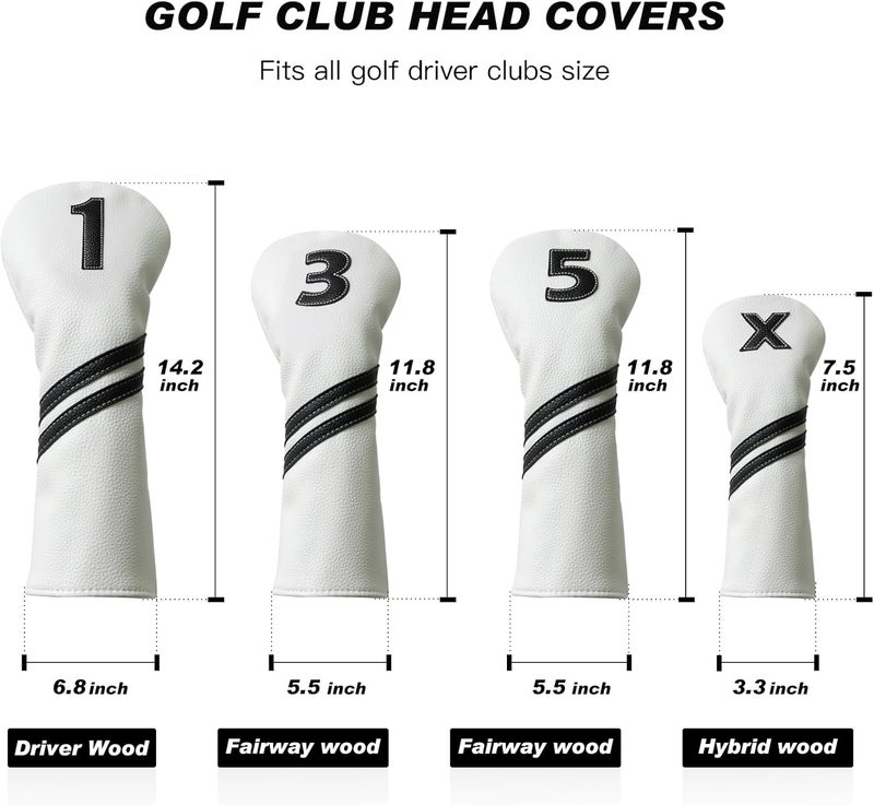 Frimon Golf Club Covers,4pcs or 1pc Golf Headcovers for Woods and Driver Fairway Hybrids Women Men - Premium PU Leather with Interchangeable Tags & Magnetic Blade and Mallet Putter Covers - Image 5